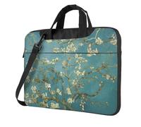 Il computer portatile conveniente della stampa del fiore del mandorlo insacca stile elegante e protettivo della borsa del computer, Nero , 13 inch