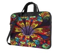 Il computer portatile conveniente della stampa di vetro macchiato del fiore insacca stile elegante e protettivo della borsa del computer unico, Nero , 15.6 inch