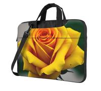Il computer portatile conveniente giallo della stampa della rosa insacca stile elegante e protettivo della borsa del computer unico, Nero , 15.6 inch