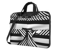 Il computer portatile conveniente nero della stampa della banda bianca insacca stile elegante e protettivo della borsa del computer unico, Nero , 13 inch