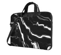 Il computer portatile conveniente nero della stampa della stampa del marmo bianco insacca stile elegante e protettivo della borsa del computer unico, Nero , 15.6 inch