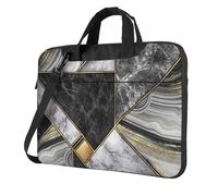 Il computer portatile conveniente nero della stampa dell'oro di struttura di marmo insacca stile elegante e protettivo della borsa del computer, Nero , 15.6 inch