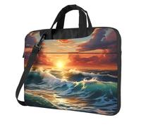 Il computer portatile funzionale della stampa del paesaggio del tramonto dell'oceano insacca la borsa sveglia e leggera del computer per il, Nero , 13 inch