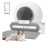 Il controllo tramite app per lettiera per gatti autopulente DOEL da 65 litri, supporta solo WiFi 2.4G con lettiera e sacchetti per la spazzatura, adatto per tofu e lettiera mista