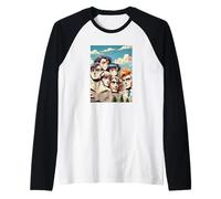 Il Cool Mount Rushmore National Memorial USA Presenta Un Anime Maglia con Maniche Raglan