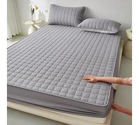Il Cotone Coperchio Materasso, Alta Elasticità, Protezione A 360 Gradi, Universale Per Le Quattro Stagioni,antiscivolo, Decorazione Multidimensionale, Lavabile(Gray,180cmx200cm)