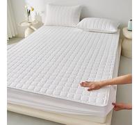Il Cotone Coperchio Materasso, Alta Elasticità, Protezione A 360 Gradi, Universale Per Le Quattro Stagioni,antiscivolo, Decorazione Multidimensionale, Lavabile(White,180cmx200cm)