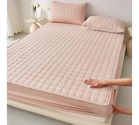 Il Cotone Coperchio Materasso, Alta Elasticità, Protezione A 360 Gradi, Universale Per Le Quattro Stagioni,antiscivolo, Decorazione Multidimensionale, Lavabile(Pink,150cmx200cm)