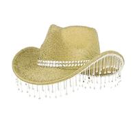 Il cowboys segreto con sequins and pendants Tassels Fashionable Cowboy Hats Music and Dance Elegant Hats Cintura Cowboy Fibbia (oro, taglia unica)