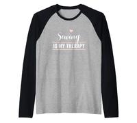 Il Cucito è la mia Terapia, sarta, Hobby, Artigianato, Quilter Maglia con Maniche Raglan