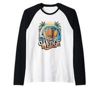 Il cuneo Newport al Beach Shore Break Surf Scene Maglia con Maniche Raglan
