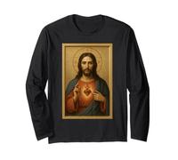 Il Cuore di Gesù Cristo - Icon Cattolico Sacro Cuore Maglia a Manica