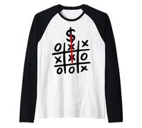 Il Denaro Vince Divertente X O Gioco Meme Ricco Uomo d'Affari Maglia con Maniche Raglan
