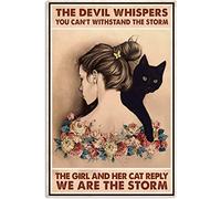Il diavolo sussurra Non sopporti la ragazza Tempesta e il suo gatto rispondono Noi siamo la segnaletica vintage in metallo Storm Cartello in latta vintage Decorazione Regali per ragazze Decorazioni pe