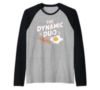 Il dinamico Duo Bacon Eggs Funny Breakfast Lover Maglia con Maniche Raglan