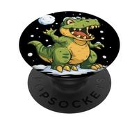 Il dinosauro eccitato ama il costume da combattimento a palle di neve PopSockets PopGrip Adesivo