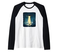 Il dinosauro preistorico incontra gli UFO per divertimento a tema spaziale Maglia con Maniche Raglan