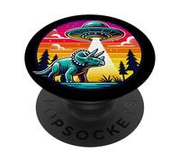 Il dinosauro triceratopo ha rapito il rapimento di astronavi aliene PopSockets PopGrip Adesivo