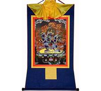Il dipinto tibetano Don Carver Appeso a parete Thangka buddista tibetano tantrico, Mahakala a sei braccia, arazzo buddista in broccato con stampa a caldo for Zen (Colore: Blu, Dimensioni: Medio (62 (C