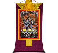 Il dipinto tibetano Don Carver Appeso a parete Thangka buddista tibetano tantrico, Mahakala a sei braccia, arazzo buddista in broccato con stampa a caldo for Zen (Colore: Blu, Dimensioni: Medio (62 (C