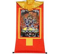 Il dipinto tibetano Don Carver Appeso a parete Thangka buddista tibetano tantrico, Mahakala a sei braccia, arazzo buddista in broccato con stampa a caldo for Zen (Colore: Blu, Dimensioni: Medio (62 (C