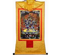 Il dipinto tibetano Don Carver Appeso a parete Thangka buddista tibetano tantrico, Mahakala a sei braccia, arazzo buddista in broccato con stampa a caldo for Zen (Colore: Blu, Dimensioni: Medio (62 (C