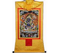 Il dipinto tibetano Don Carver Mahakala a sei braccia, arte della pittura Thangka tibetana, broccato Thangka buddista (colore: blu, dimensioni: piccolo (35 cm * 27 cm)) (colore: blu, dimensioni: grand