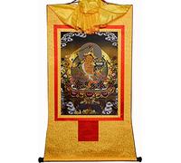 Il dipinto tibetano Don Carver Manjusri, Buddha della saggezza, pittura tibetana Thangka, broccato buddista Thangka, tipo nero (Colore: Colore unico, Dimensioni: Piccolo (35 cm*27 cm)