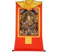 Il dipinto tibetano Don Carver Tre forme di Guru Rinpoche, Padmasambhava, Lotus Born, arte pittorica tibetana Thangka, broccato buddista Thangka, tipo nero (colore: rosso, si (col (Color : Red, Size