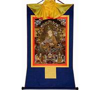 Il dipinto tibetano Don Carver Tre forme di Guru Rinpoche, Padmasambhava, Lotus Born, arte pittorica tibetana Thangka, broccato buddista Thangka, tipo nero (colore: rosso, si (col (Color : Blu, Size