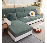 Il divano, Copridivano elasticizzato in jacquard for cuscino singolo, multicolore, diverse misure(Green,Chaiselongue)