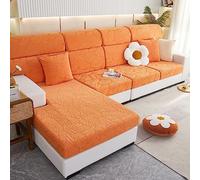Il divano, Copridivano elasticizzato in jacquard for cuscino singolo, multicolore, diverse misure(Orange,Medium)