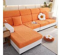 Il divano, Copridivano elasticizzato in jacquard for cuscino singolo, multicolore, diverse misure(Orange,Large)