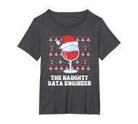 Il Divertente Natale di Naughty Data Engineer Maglietta, Donna Plus-Size, Grigio Scuro, 3X
