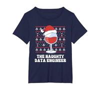 Il Divertente Natale di Naughty Data Engineer Maglietta, Donna Plus-Size, Navy, 3X