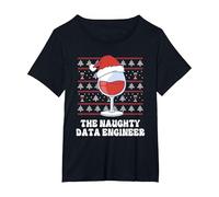Il Divertente Natale di Naughty Data Engineer Maglietta, Donna Plus-Size, Nero, 3X
