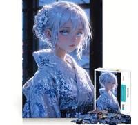 Il dolce abbraccio dell'inverno︰ Ragazza anime in kimono Puzzle da 1000 pezzi per adulti Gioco stimolante per la mente Superficie liscia senza sbavature Hobby affascinante per i momenti di ozio