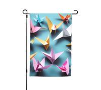 Il doppio della bandiera del giardino della stampa delle gru della carta di origami ha parteggiato le bandiere dell'iarda