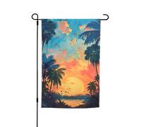 Il doppio della bandiera del giardino della stampa tropicale del tramonto ha parteggiato bandiere dell'iarda