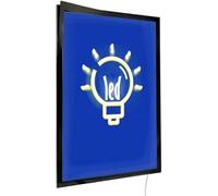 Il doppio ha parteggiato ha illuminato il bordo del menu, esposizione esile di pubblicità per i negozi, caffè, contrassegno di affari