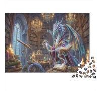 Il Drago che Legge Puzzle 1000 Pezzi,dai 14 Anni,Sfida Impossibile,Antistress,Adulti E Ragazzi,Gioco Educativo,Decorazione Casa,Idea Regalo,Cartone Di Qualità 52x38cm