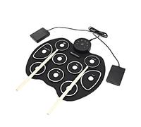 Il Drum Pad Elettronico Portatile 9 può Essere Arrotolato Tamburo con Bacchette e Pedale Sustain per Bambini e Studenti per Praticare la Batteria (Color : White)