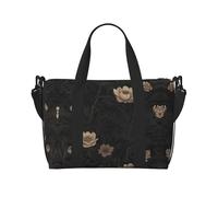 Il fiore incolore bianco e nero ha stampato la borsa da viaggio di Tote con la tracolla regolabile adatta per i viaggi e gli sport
