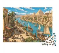 Il fiume Nilo nell'antico Egitto Puzzle 1000 Pezzi,Antistress,Sfida Impossibile,Idea Regalo Piramide,Adulti E Ragazzi,Decorazione Casa,Cartone Di Qualità,Gioco Educativo,dai 14 Anni 70x50cm