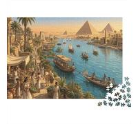 Il fiume Nilo nell'antico Egitto Puzzle 1000 Pezzi,Sfida Impossibile,dai 14 Anni,Decorazione Casa Piramide,Adulti E Ragazzi,Gioco Educativo,Cartone Di Qualità,Idea Regalo,Antistress 70x50cm
