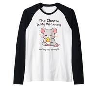 Il Formaggio è la mia debolezza Giapponese Edo Art Rat Vintage Meme Maglia con Maniche Raglan