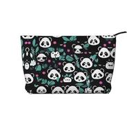 Il fronte sveglio del panda ha stampato la borsa cosmetica del velluto a coste, borsa impermeabile di immagazzinaggio degli articoli, Nero , Taglia unica