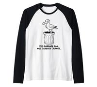 Il Gabbiano impertinente del Cartone Animato Garbage Can Not Garbage Cannot Bird Maglia con Maniche Raglan