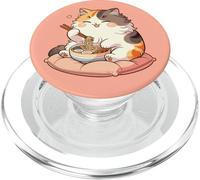 Il gatto carino mangia le tagliatelle di ramen Ramen di PopSockets PopGrip per MagSafe