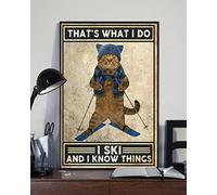 Il gatto che scia ama il poster "Questo è ciò che faccio, scio e so cose", poster vintage in metallo, divertente, da appendere alla parete, per garage, pub, giardino, bar, targa in metallo da 6x8 poll